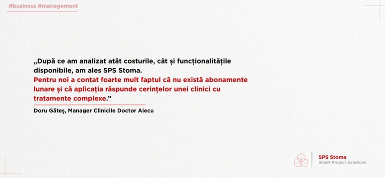 Testimonial Clinicile Doctor Alecu despre software-ul de management SPS Stoma.